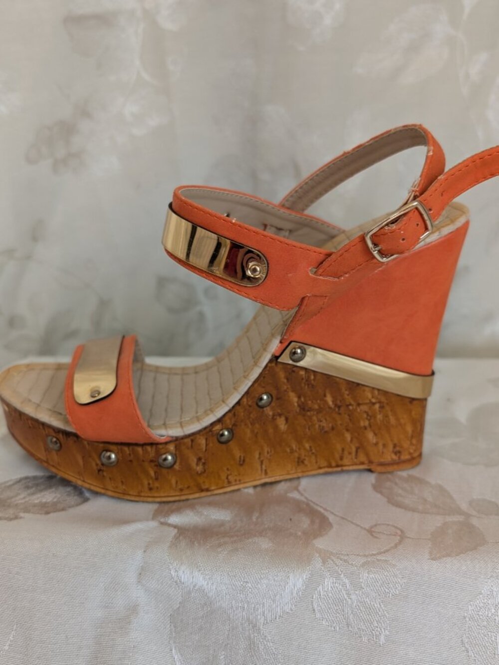 LADY GODIVA Platform Wedge Orange Sandals